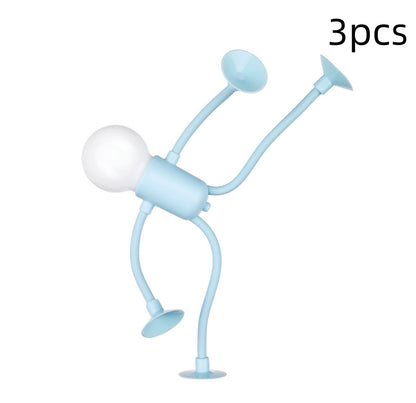Changeable Shape Funny Sportsman Night Light Versatile Lamp Creative Funny Quirky Button Battery Desk Lamp Ornament Vacuum Suction